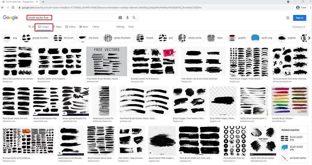 cách tìm hình ảnh brush trên google hình ảnh