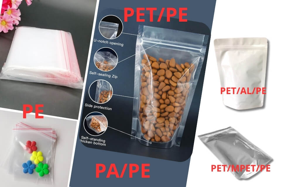Túi Zip trong Tiếng Anh là gì? Khám phá tên gọi và ứng dụng phổ biến của túi zip 2 Cấu tạo chất liệu dành cho túi zipper như PE, PA/PE, PET/AL/PE