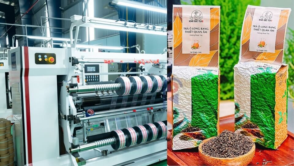 Công nghệ in ấn bao bì trà hiện đại đảm bảo chất lượng và màu sắc sản phẩm.