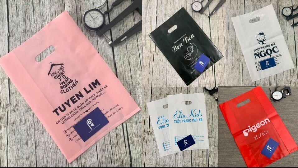 Mẫu túi hột xoài đựng quần áo với thiết kế in logo thương hiệu đẹp mắt