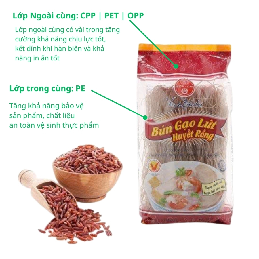 Chất liệu bao bì bún khô an toàn vệ sinh thực phẩm