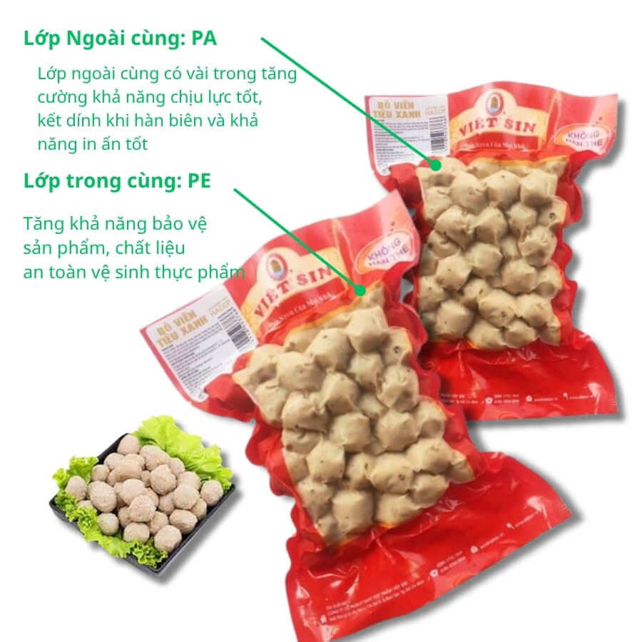 Chất liệu bao bì đựng bò viên