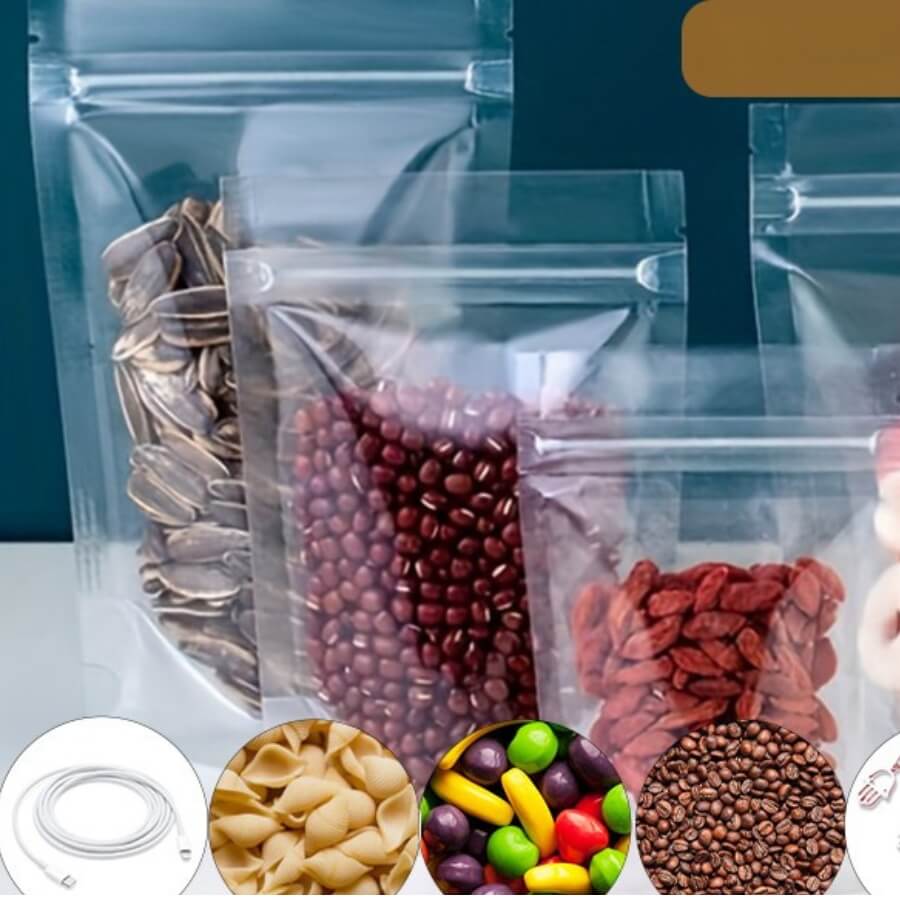 Túi zip 2 mặt trong đáy đứng trưng bày sản phẩm