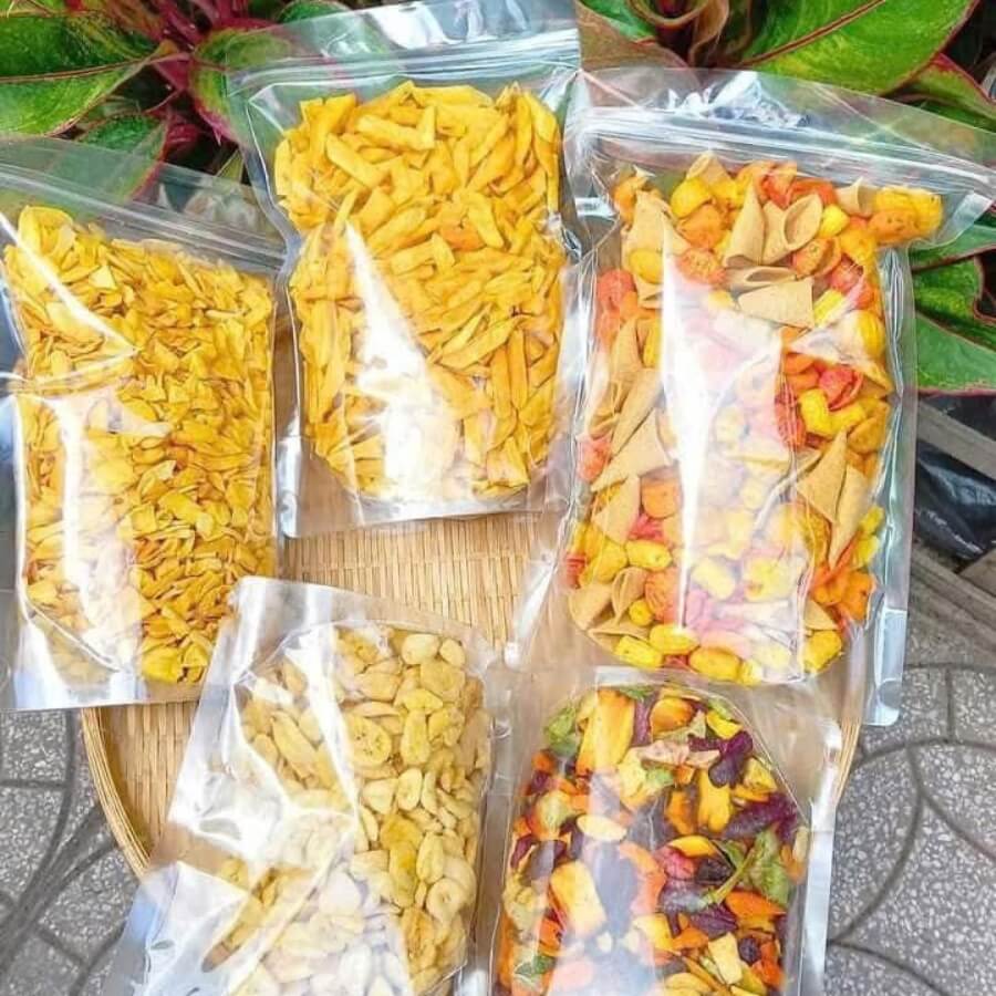 túi zipper trong suốt 2 mặt đựng mít sấy